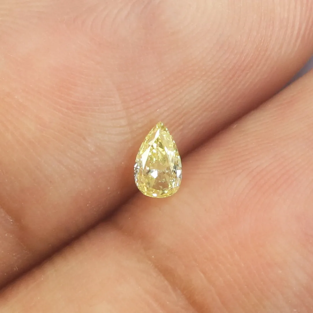 0.15 Ct Natural Loose Diamond Pear Yellow Color SI1 Clarity 4.60 MM L8612