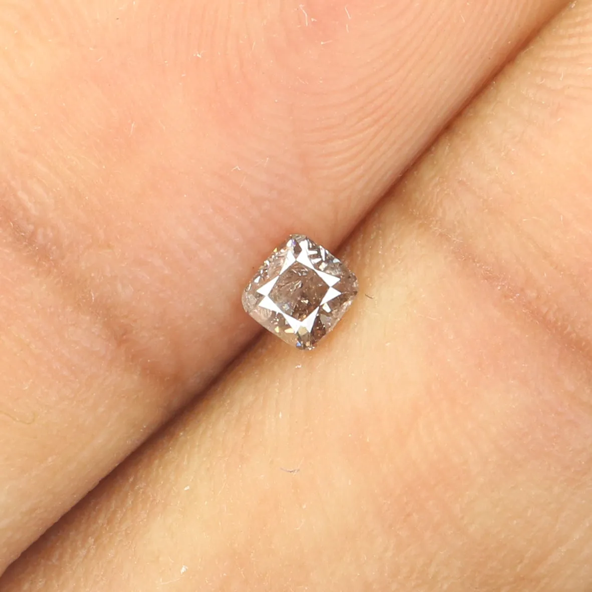 0.22 Ct Natural Loose Diamond, Cushion Diamond, Brown Diamond, Pink Diamond, Polished Diamond, Real Diamond, Rustic Diamond L560