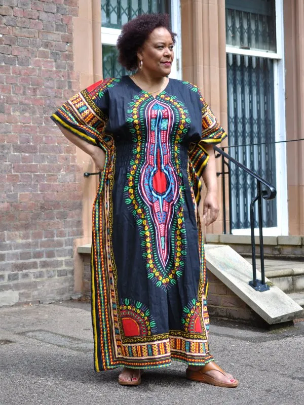 100% Cotton Dashiki Kaftan Maxi Dress in Multiple Colours -