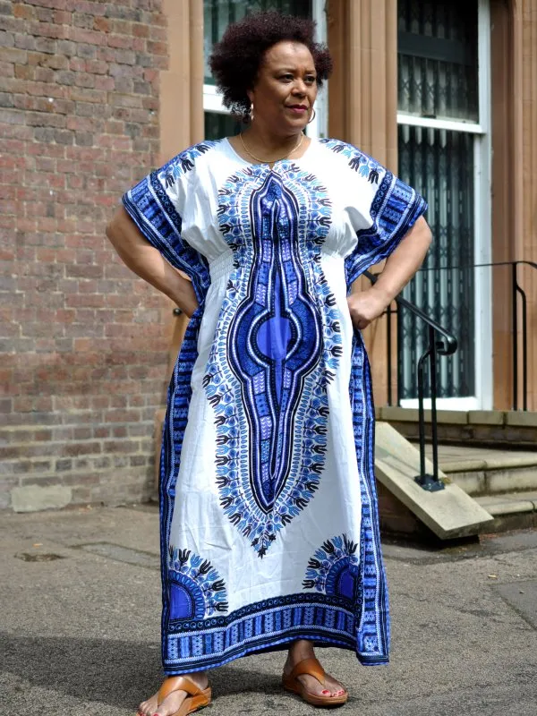 100% Cotton Dashiki Kaftan Maxi Dress in Multiple Colours -