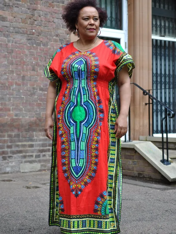 100% Cotton Dashiki Kaftan Maxi Dress in Multiple Colours -