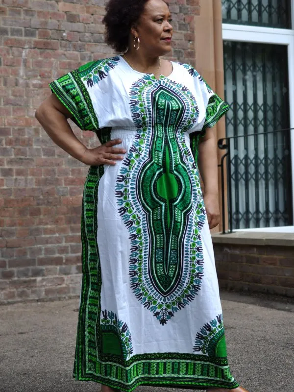 100% Cotton Dashiki Kaftan Maxi Dress in Multiple Colours -