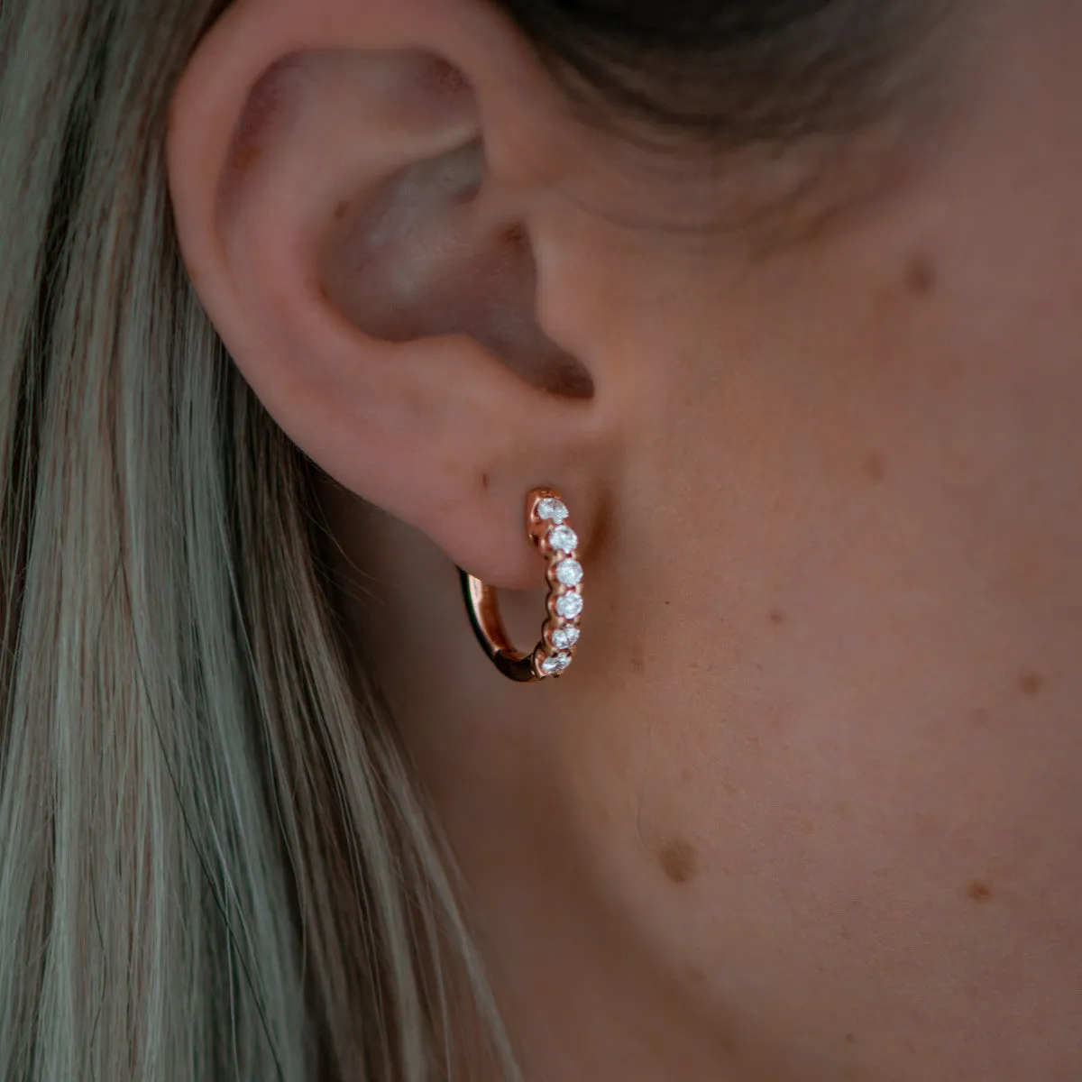 1.00ct Lab Created Diamond Set Huggie Earrings