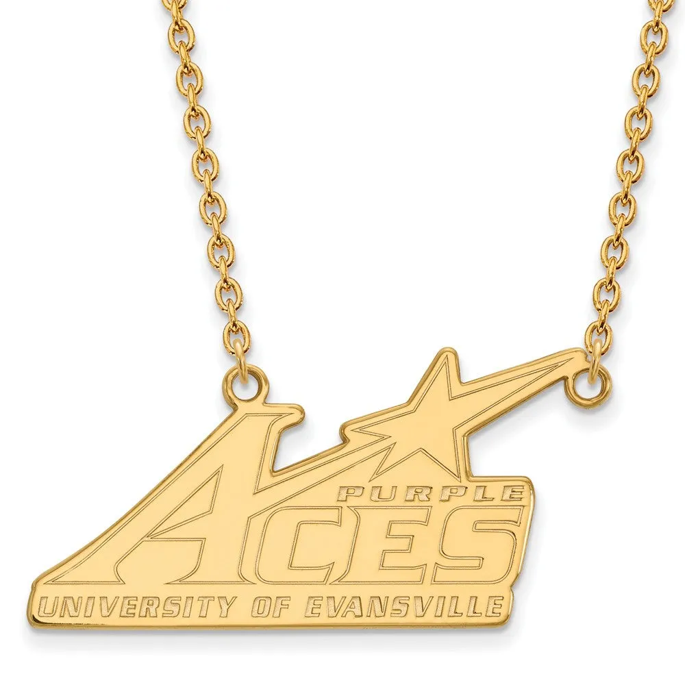 10k Yellow Gold U of Evansville Large Pendant Necklace