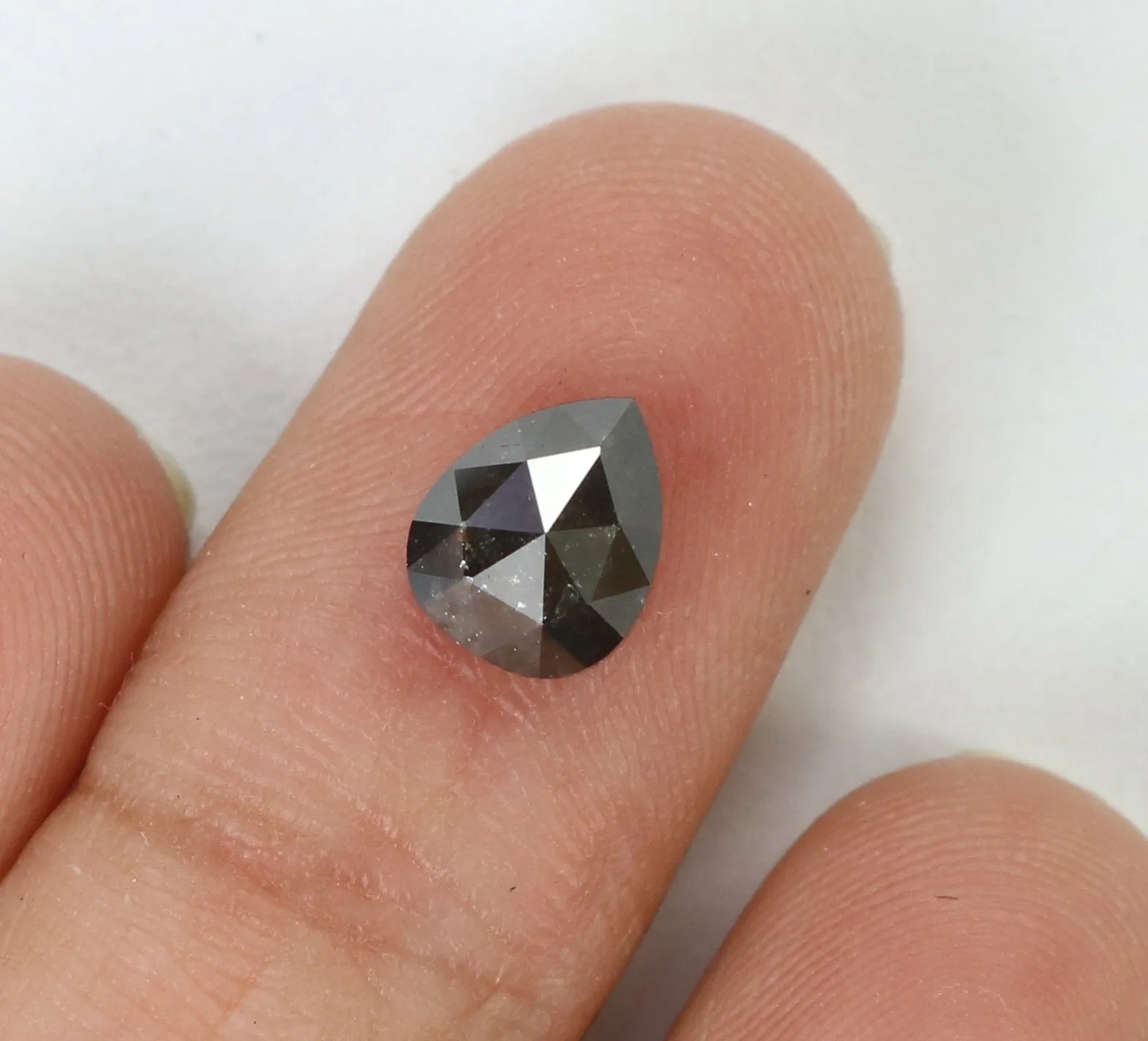 1.17 Ct Natural Loose Diamond Pear Black Grey Color 6.90 MM KDL7903