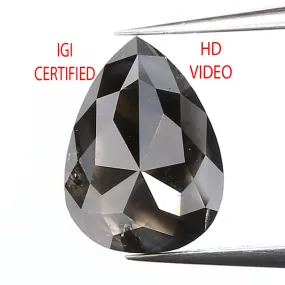 1.34 Ct IGI CERTIFIED Natural Loose Pear Diamond Natural Fancy Black Color Diamond 7.75 MM Natural Loose Diamond Pear Shape Diam