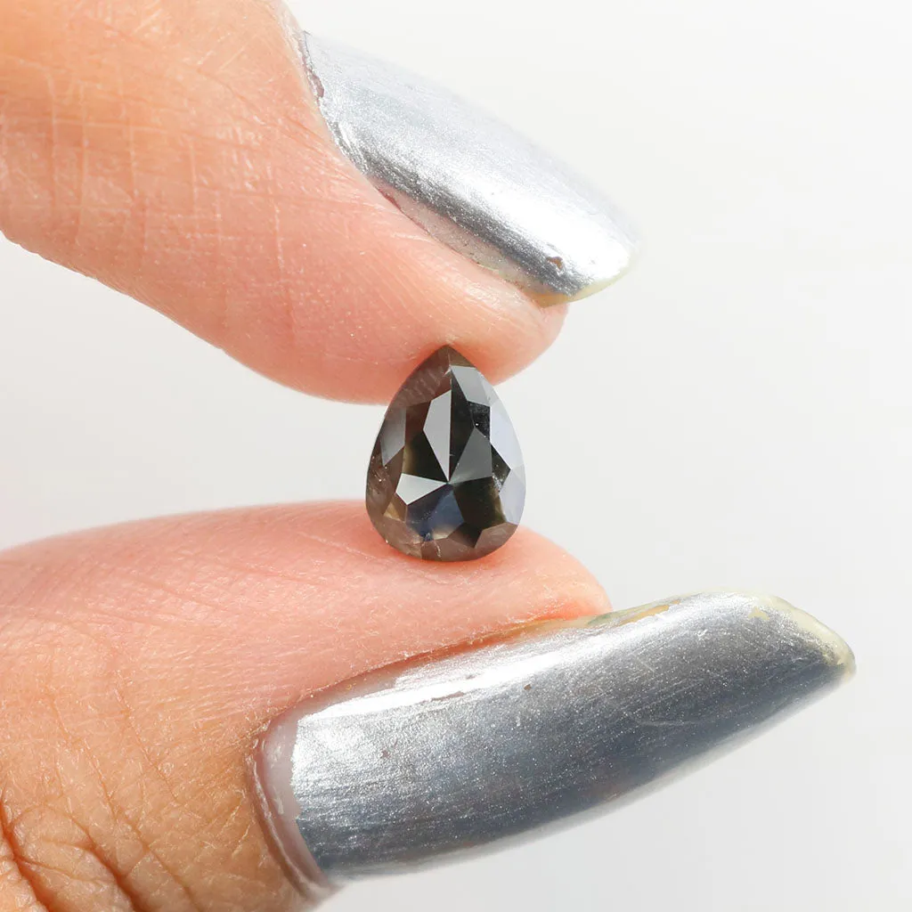 1.34 Ct IGI CERTIFIED Natural Loose Pear Diamond Natural Fancy Black Color Diamond 7.75 MM Natural Loose Diamond Pear Shape Diam