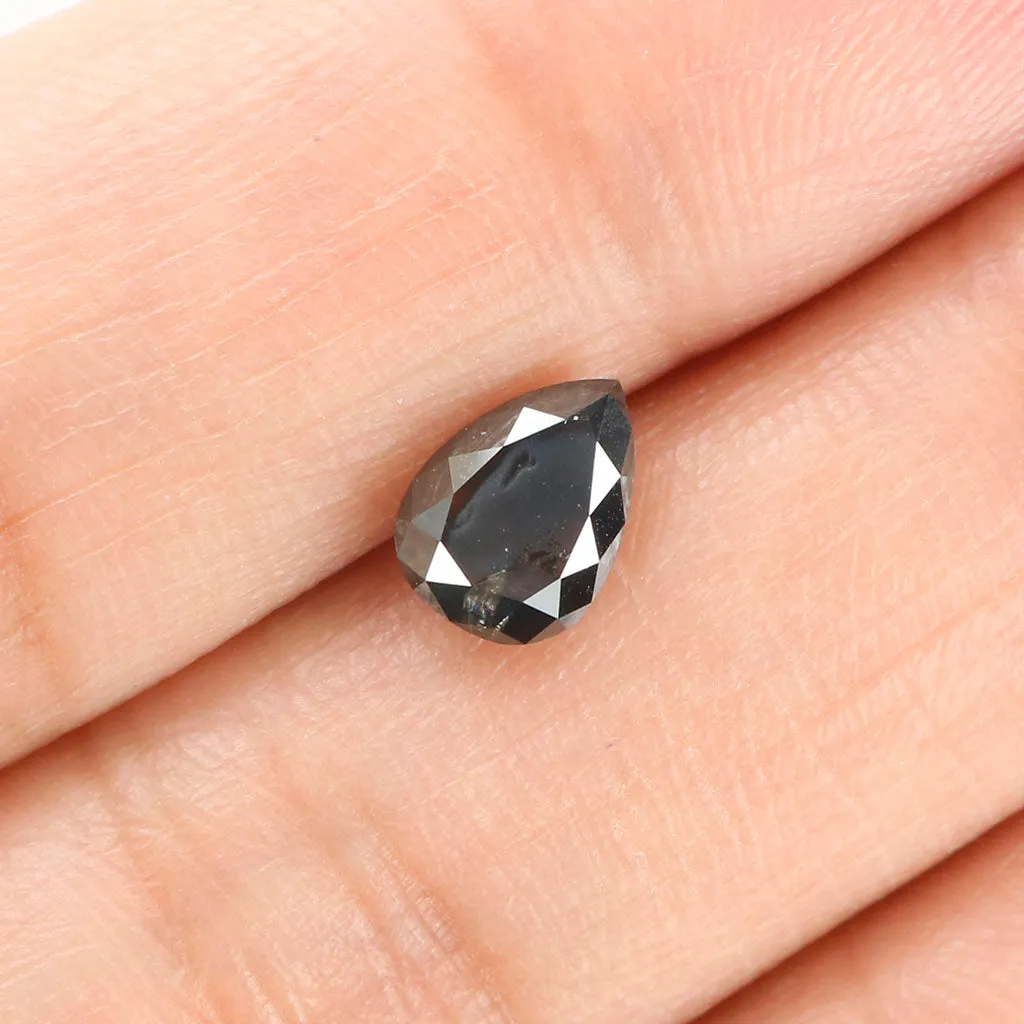 1.34 Ct IGI CERTIFIED Natural Loose Pear Diamond Natural Fancy Black Color Diamond 7.75 MM Natural Loose Diamond Pear Shape Diam