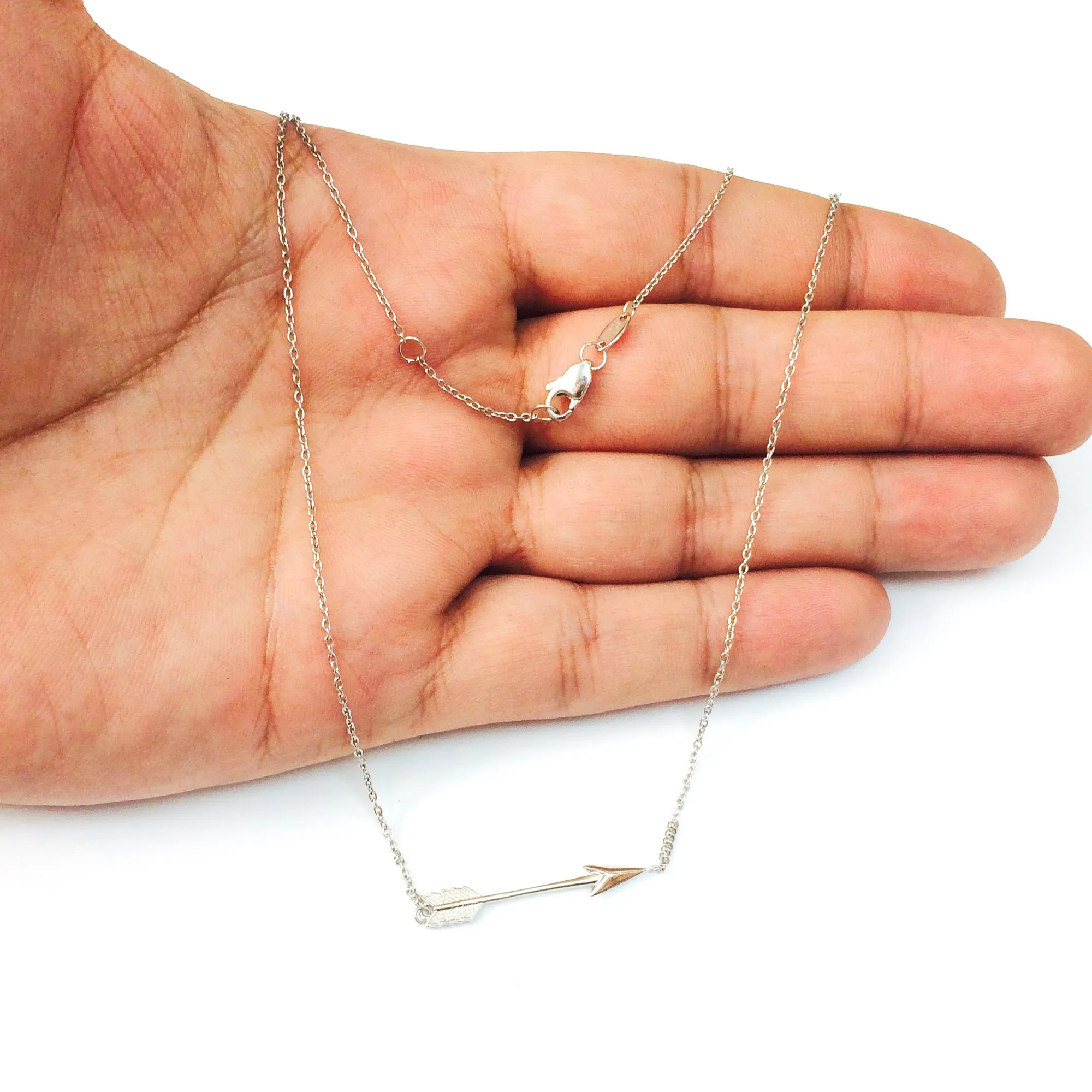 14k Gold Side Ways Arrow Necklace, 17 To 18 Adjustable