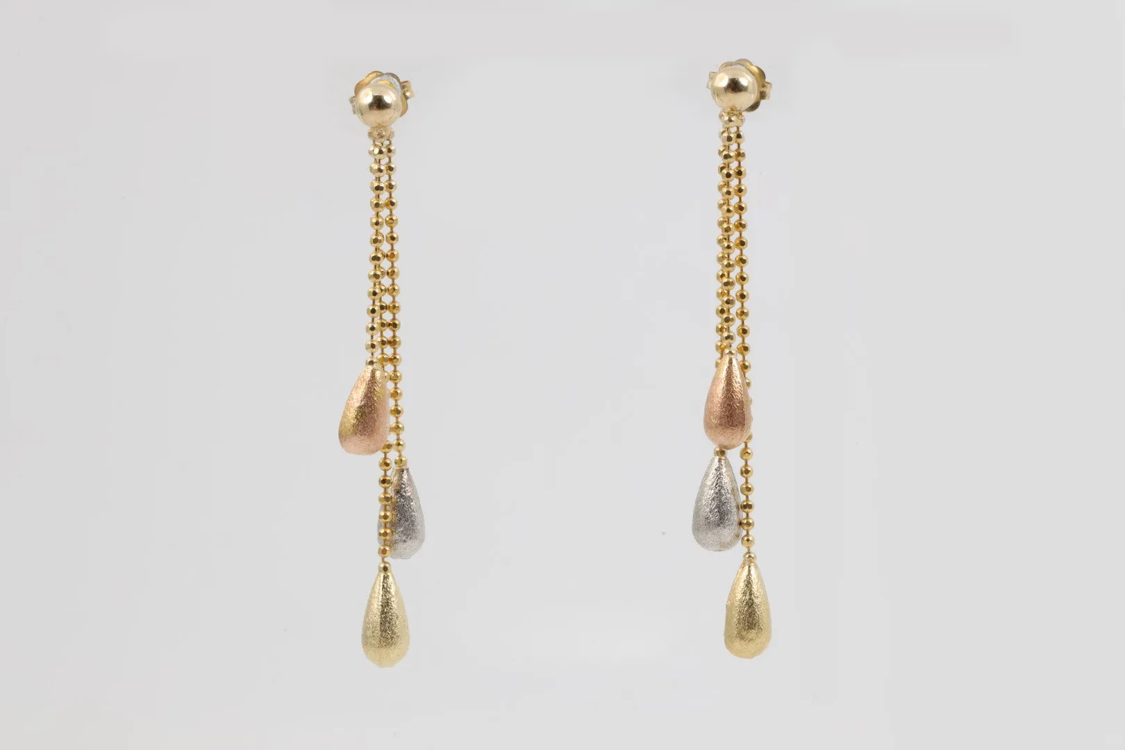 14k Tri-Tone Gold Dangle Earrings (2.67g.)