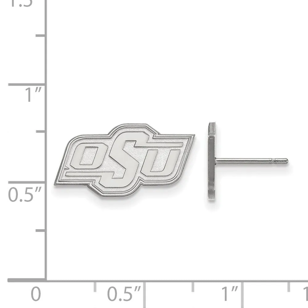 14k White Gold Oklahoma State University XS (Tiny) Post Earrings