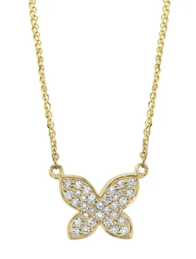 14K YELLOW GOLD DIAMOND FLOATING BUTTERFLY NECKLACE