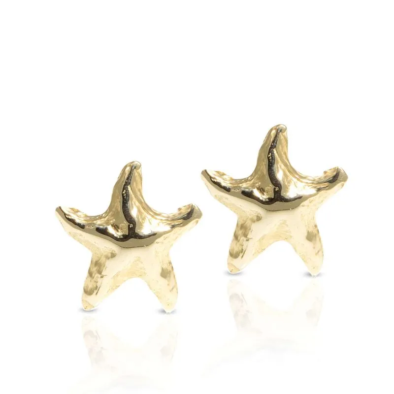 14K Yellow Gold Starfish Stud Earrings