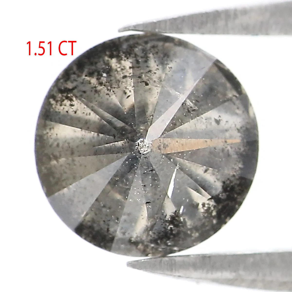 1.51 CT Natural Loose Round Shape Diamond Black Grey Color Round Cut Diamond 6.60 MM Salt And Pepper Round Brilliant Cut Diamond