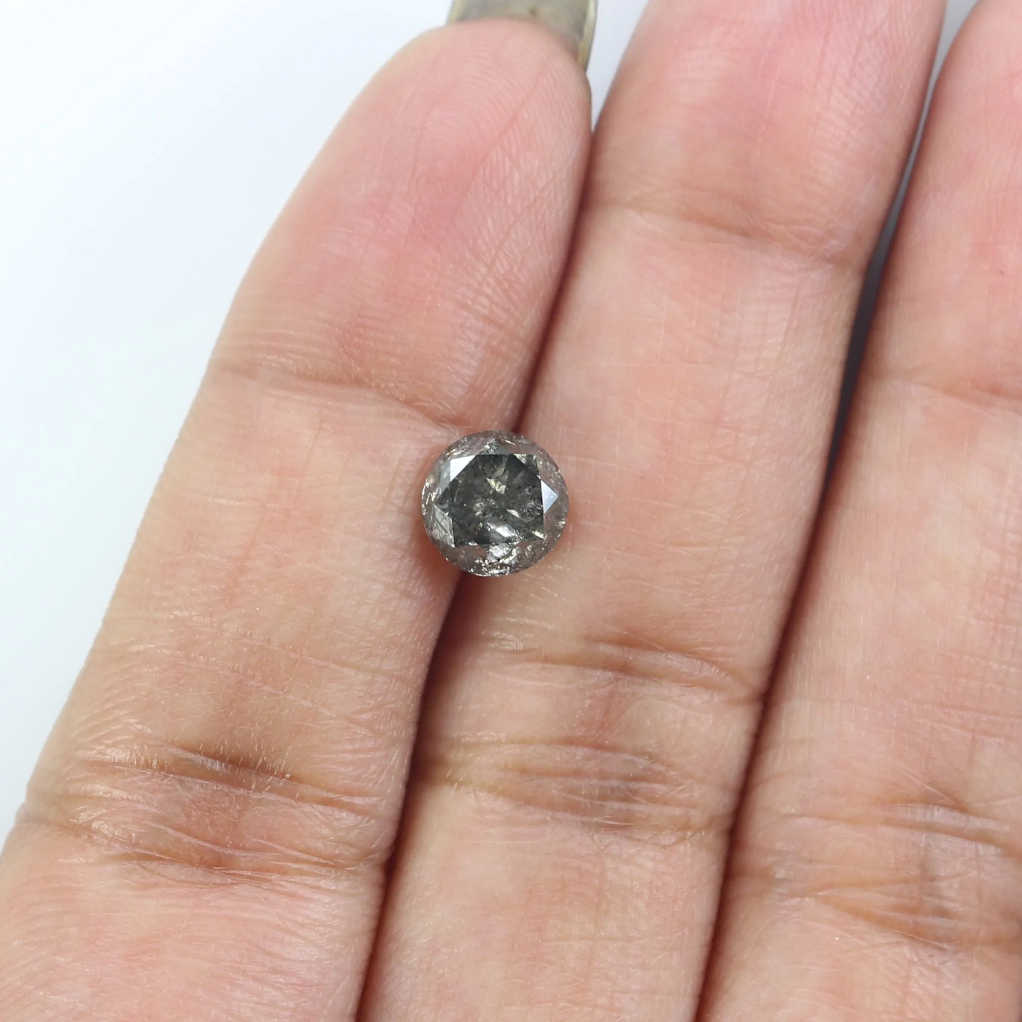 1.51 CT Natural Loose Round Shape Diamond Black Grey Color Round Cut Diamond 6.60 MM Salt And Pepper Round Brilliant Cut Diamond