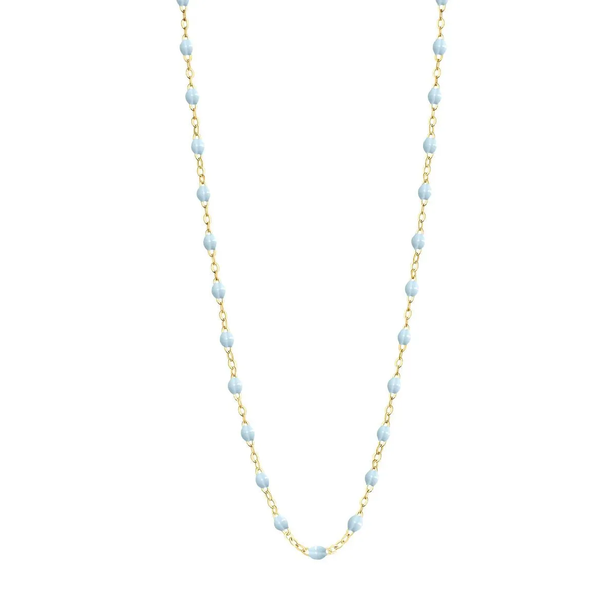 18K Gold and Baby Blue Resin Beaded Classic Necklace