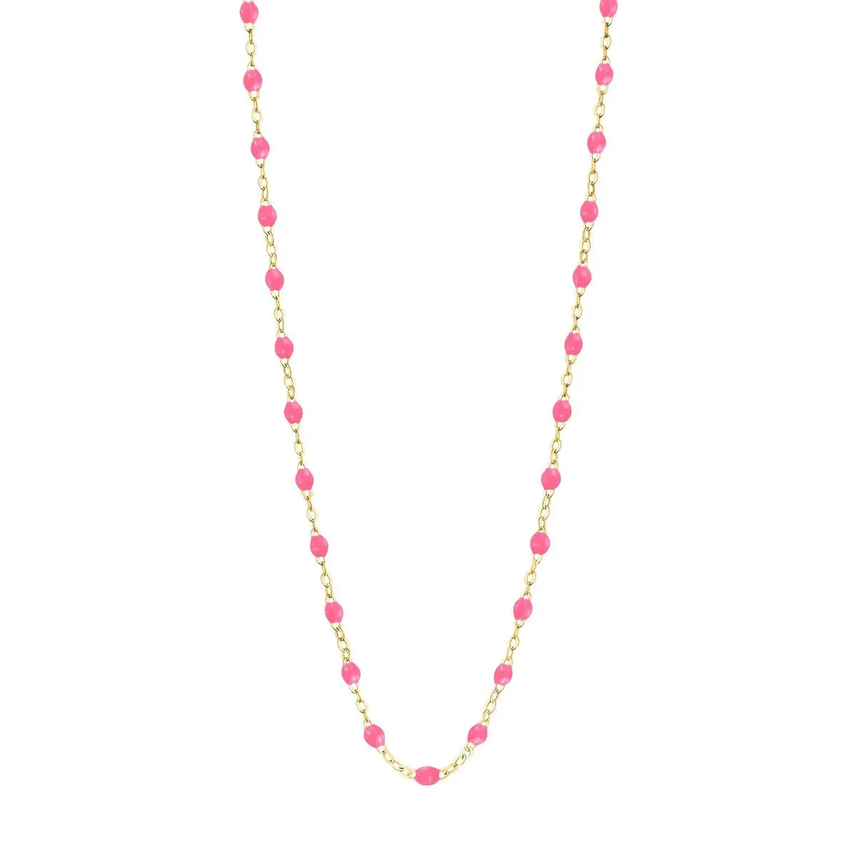 18K Gold and Neon Pink Resin Beaded Classic Necklace