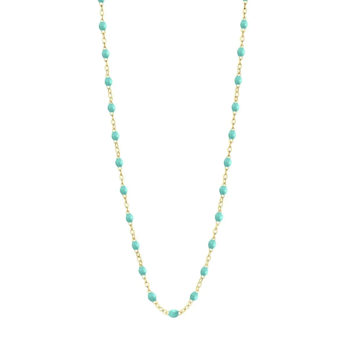 18K Gold Blue Lagoon Resin Beaded Classic Necklace