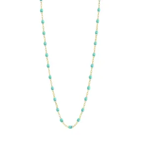 18K Gold Blue Lagoon Resin Beaded Classic Necklace