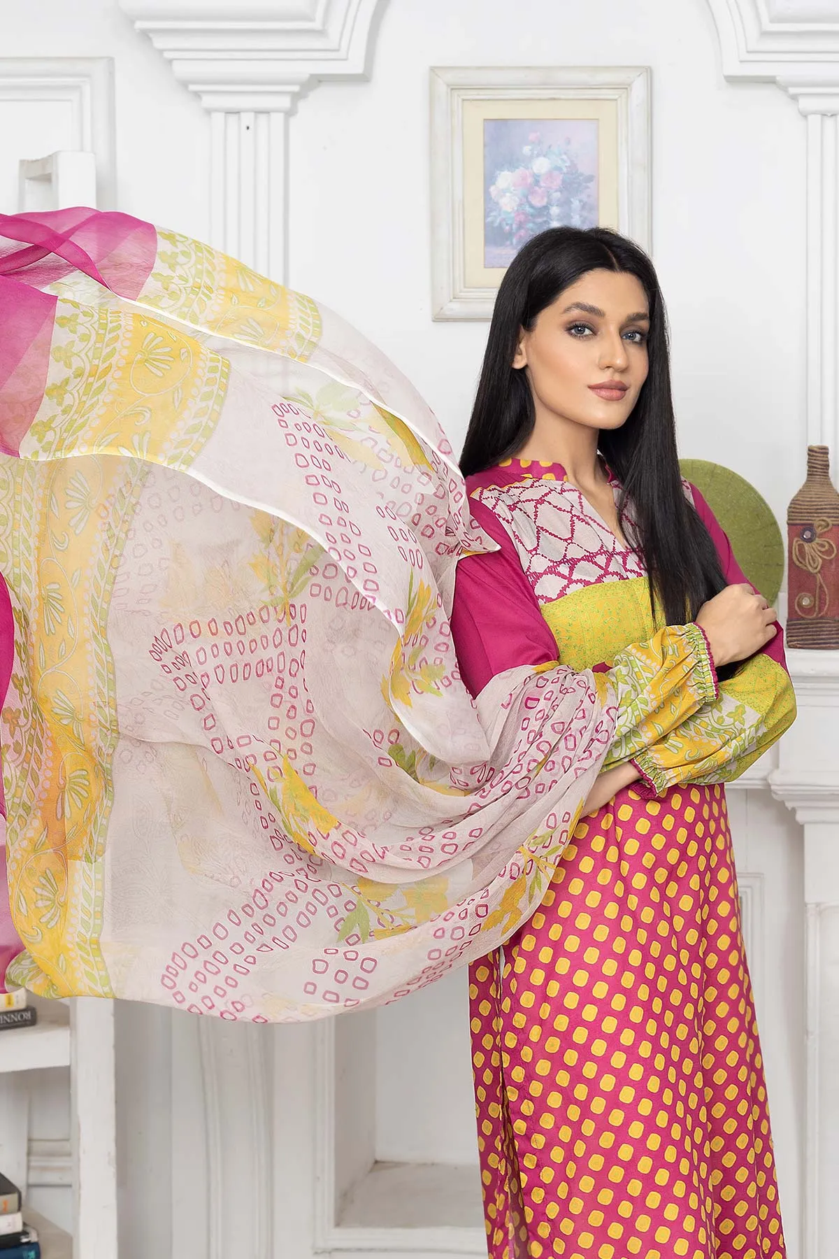 2 PC Digital Printed Shirt With Bember Chiffon Dupatta CPM22-68