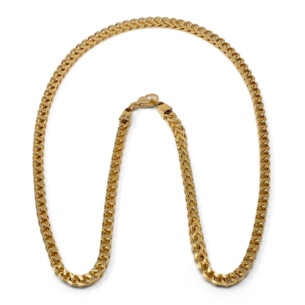 24 Inch Stainless Steel Gold Plated Franco Chain