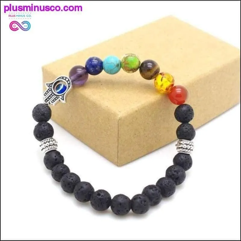 7 Chakra Mixed Stone Healing Chakra Pray Mala Bracelet Lava