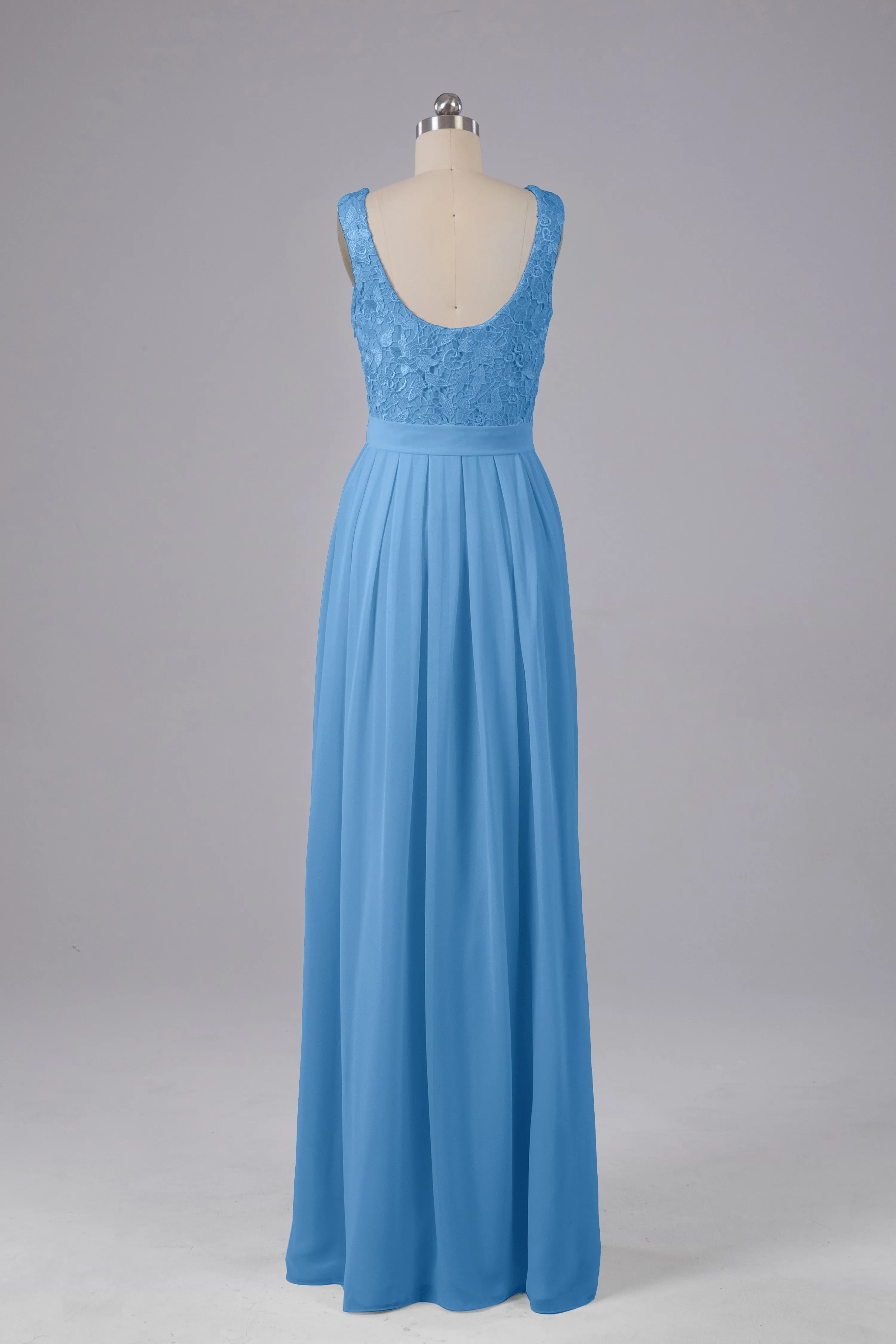 A-line Lace Top Floor Length Chiffon Bridesmaid Dresses