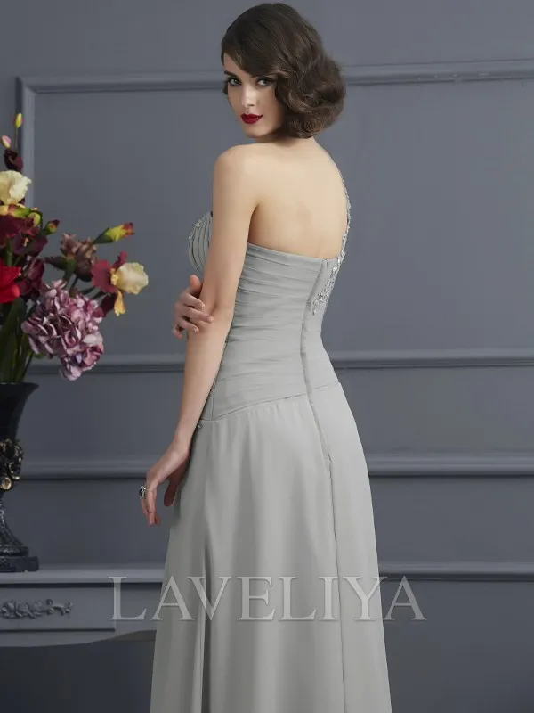 A-line One-Shoulder Beading Floor-Length Chiffon Mother of the Bride Dress  #XM230085