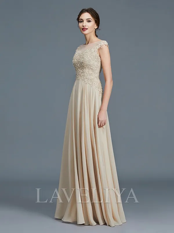 A-line Scoop Ruffles Floor-Length Chiffon Mother of the Bride Dress  #XM230018