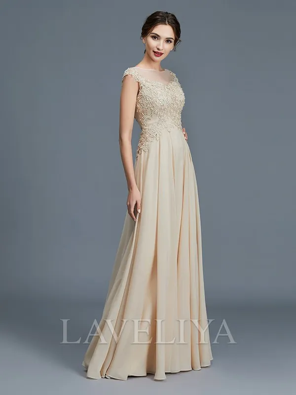 A-line Scoop Ruffles Floor-Length Chiffon Mother of the Bride Dress  #XM230018