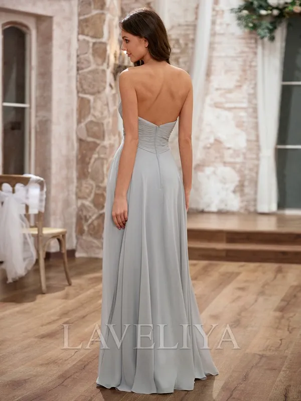 A-line Sweetheart Pleated Floor-Length Chiffon Bridesmaid Dress  #ZB240052