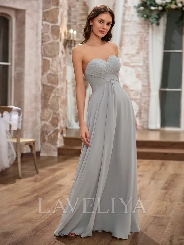 A-line Sweetheart Pleated Floor-Length Chiffon Bridesmaid Dress  #ZB240052