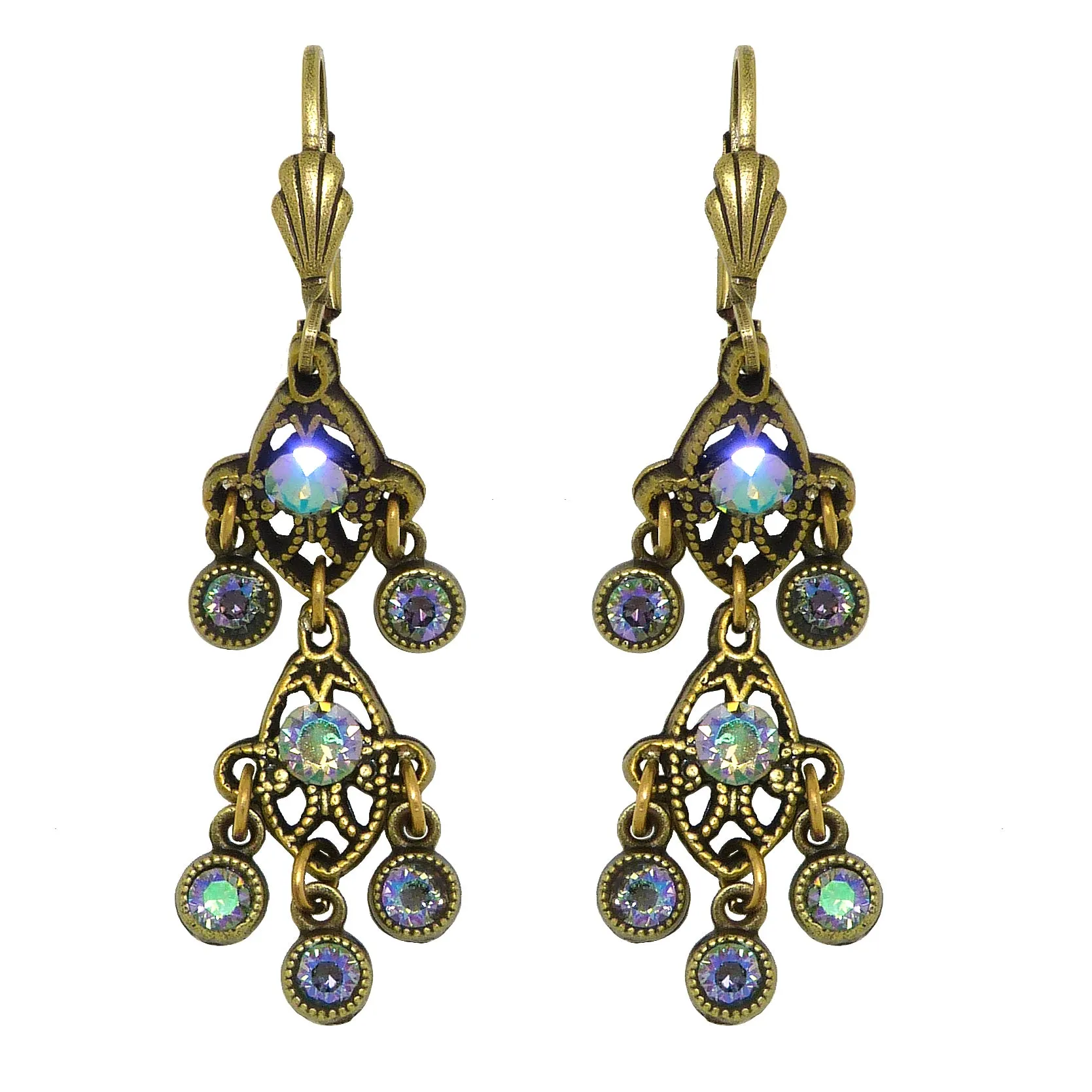 Anne Koplik Gold Paradise Shine Drops Earrings with Swarovski Crystal ER475PDS