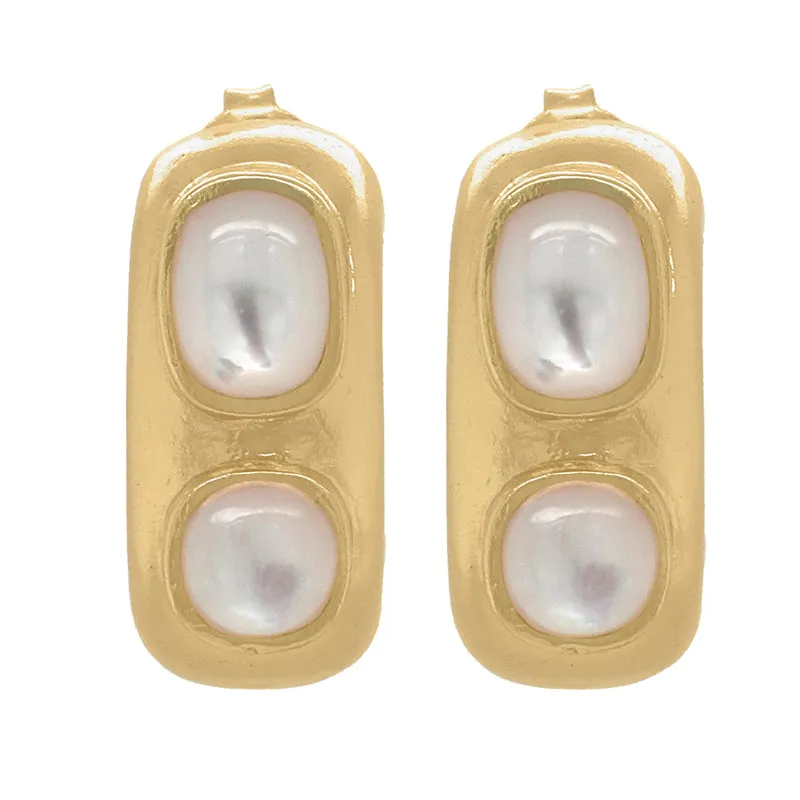 Aquitaine Earrings in Mother of Pearl - 18K Gold Plated