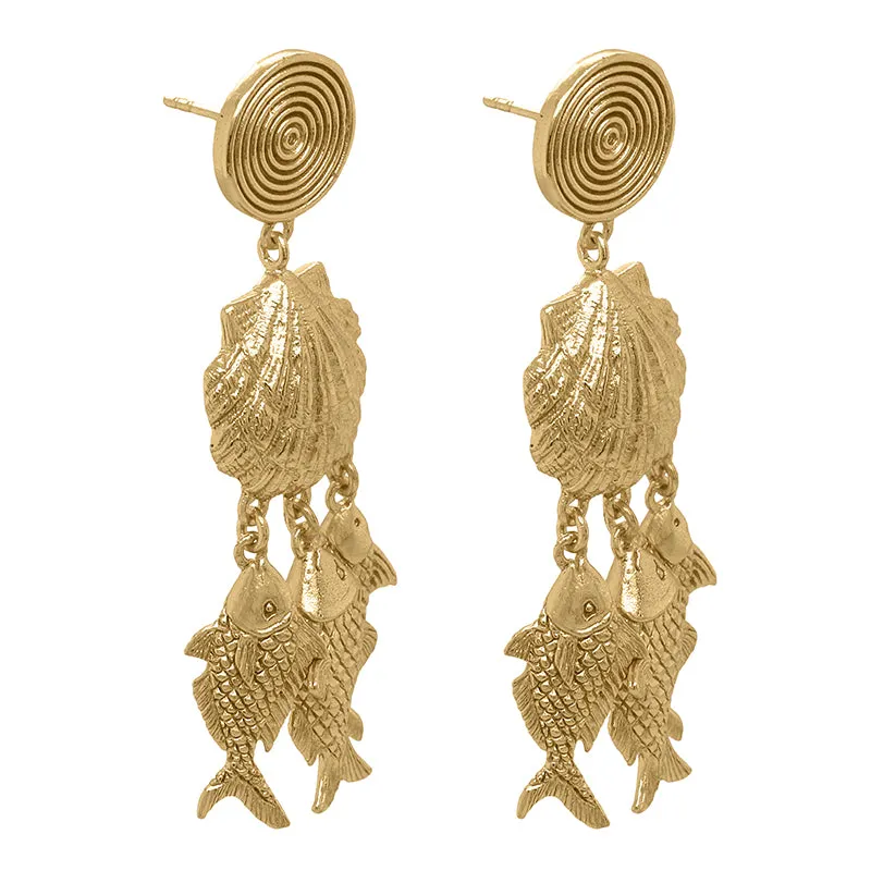 Bahamut Earrings - 18K Gold Plated