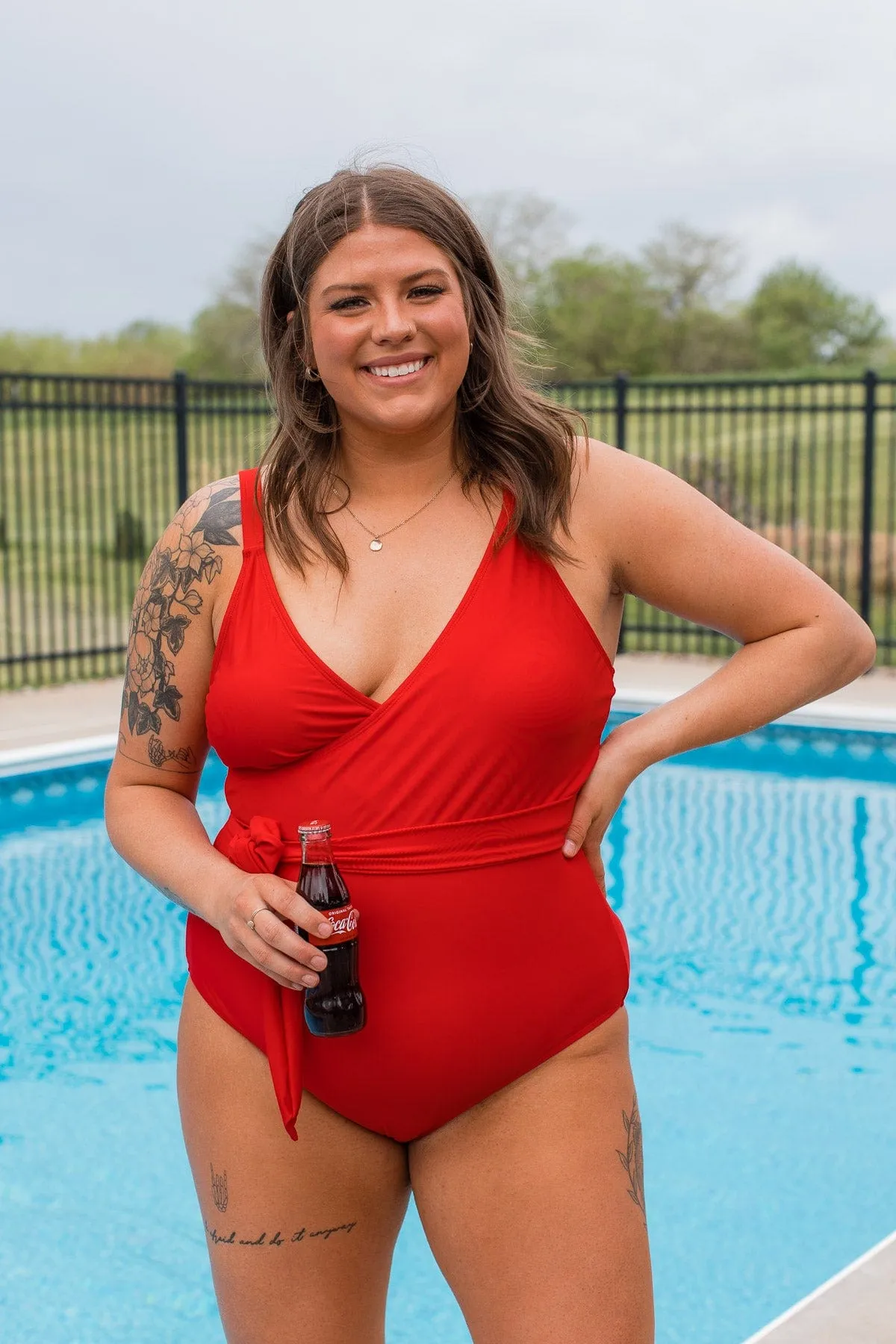 Beach Party One-Piece Swimsuit- Bright Red