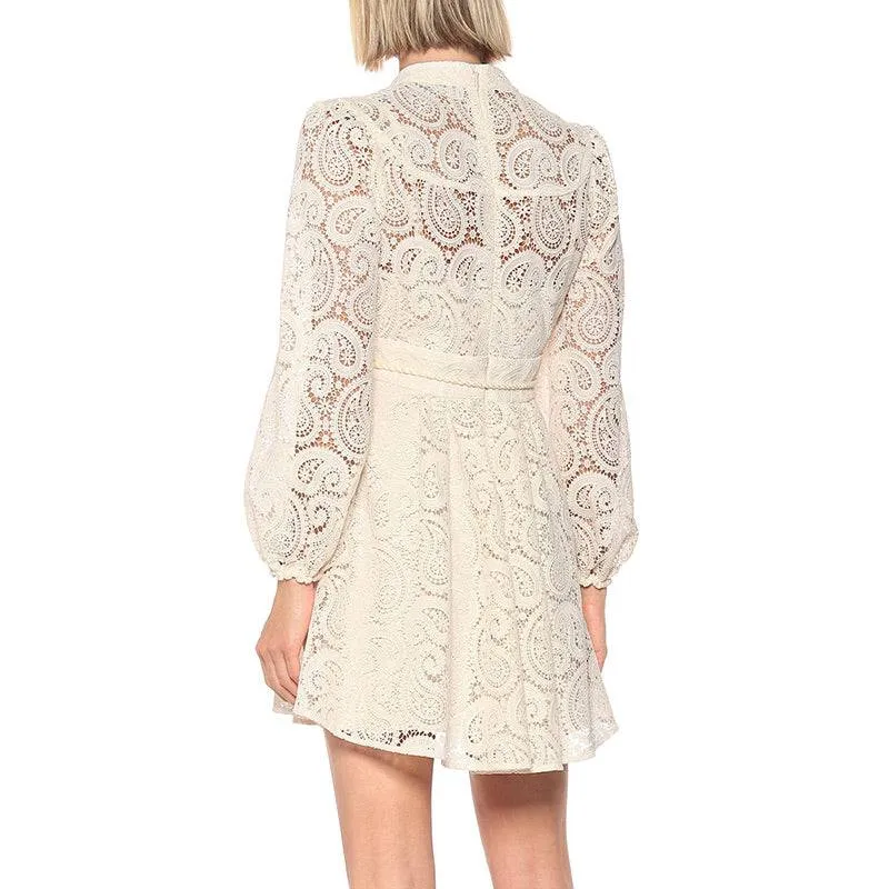 Beige Paisley Lace Big Sleeve Summer Dress