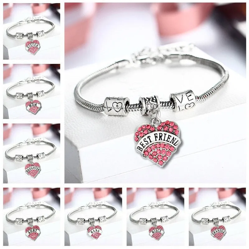 Best Friend Heart Charm Bracelet