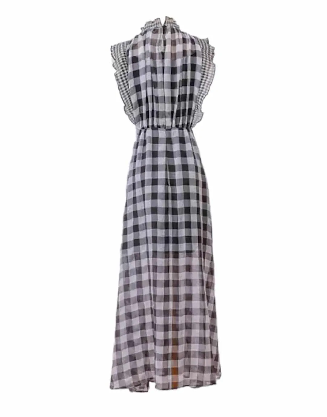 Black And White Plaid Sleeveless Long Dress