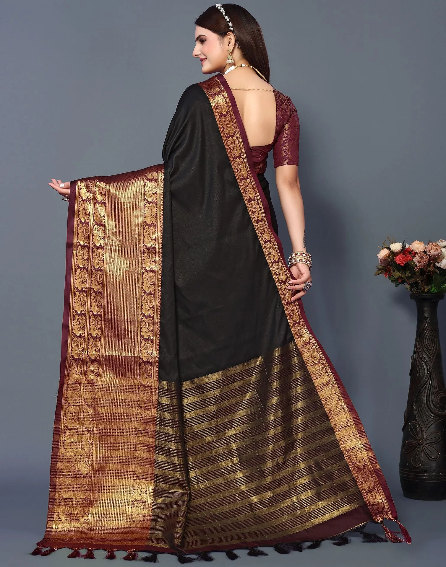 Black Cotton Saree