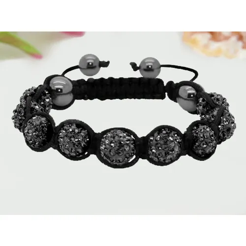 Black Crystal Shamballa Bracelet