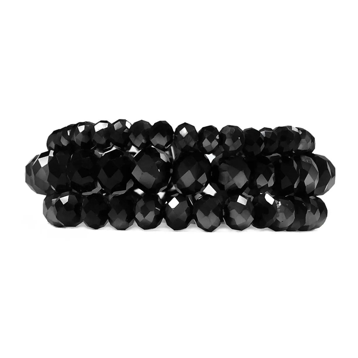 Black Crystal Stretch Bracelets - 3 piece set