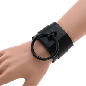 Black O-Round Leather Bracelets Gothic