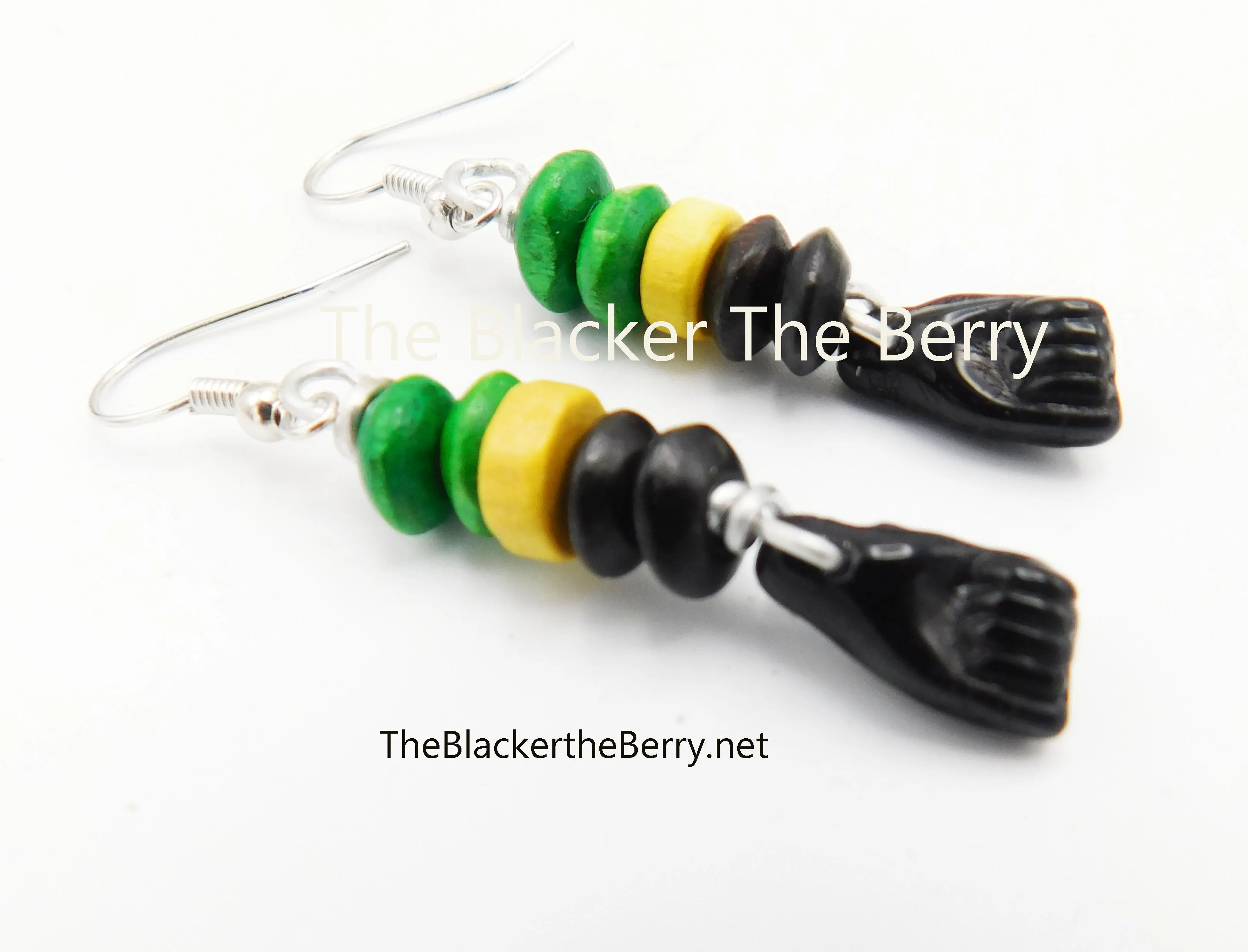 Black Power Fist Earrings Jamaican Beaded Jewelry Handmade Social Justice BLM