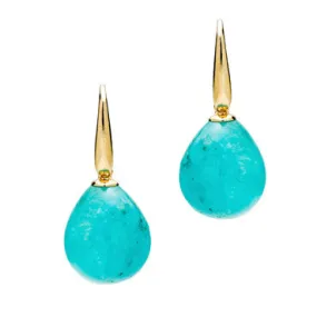 Blue Amazonite Earrings in Yellow gold.