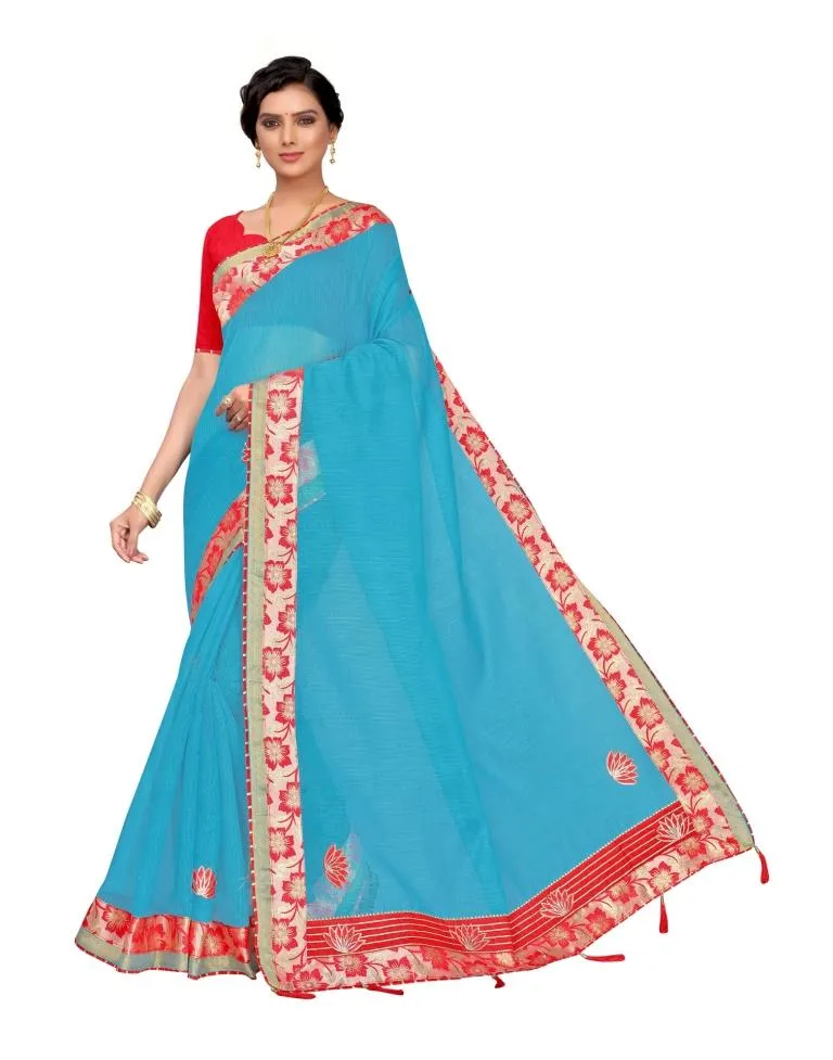 Blue Cotton Saree