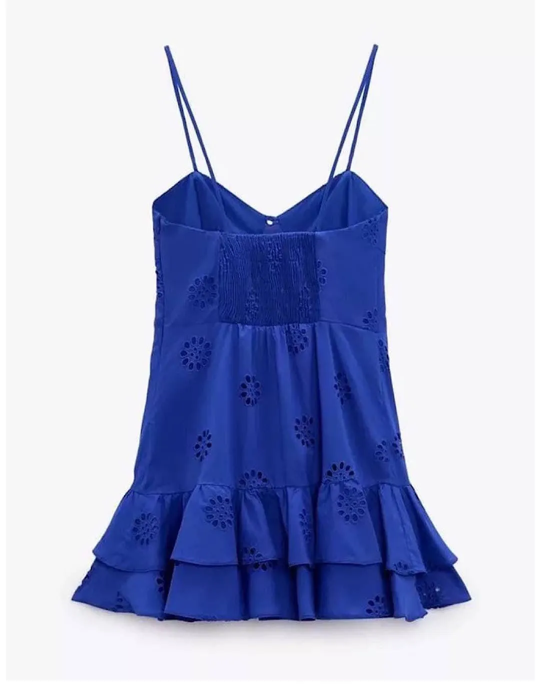 Blue Layered Ruffled Hem Dress