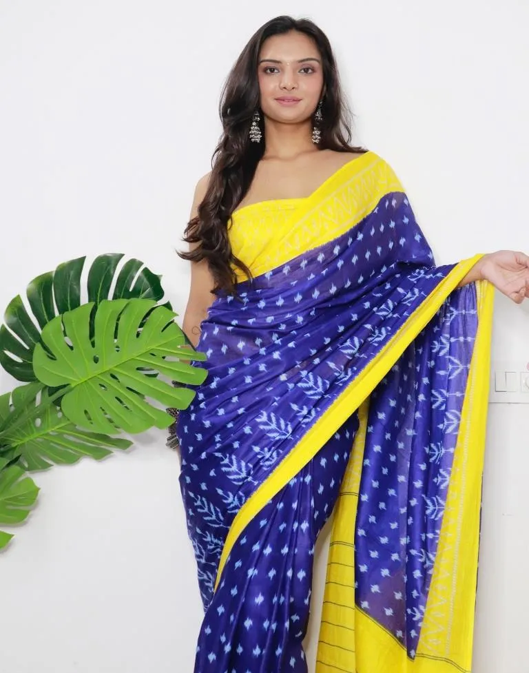 Blue Printed Cotton Saree