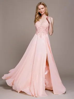 Bridesmaid Dress A-Line Floor-Length Chiffon Prom Dress Free Customization