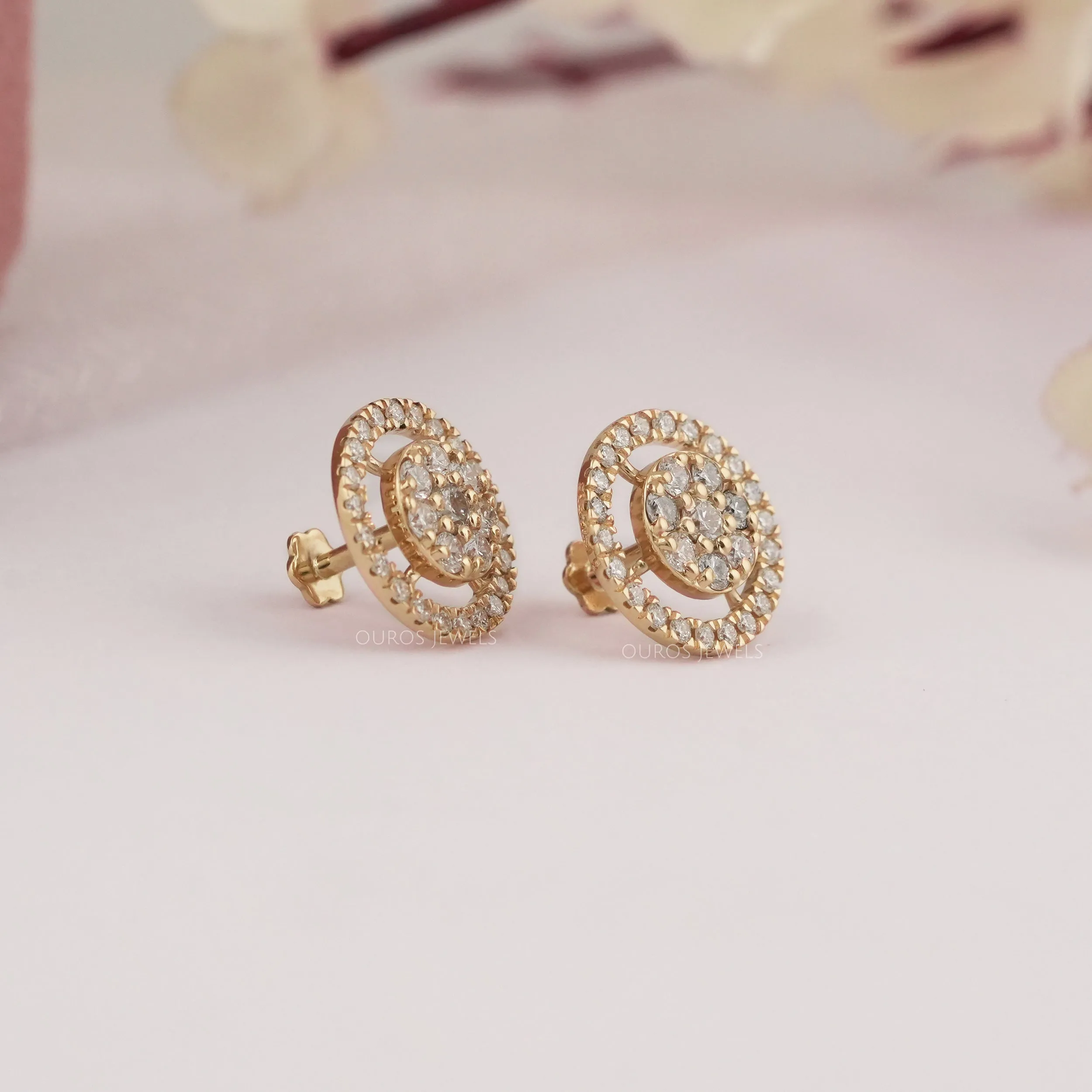 Brilliant Round Cut Lab Diamond Halo Stud Earrings